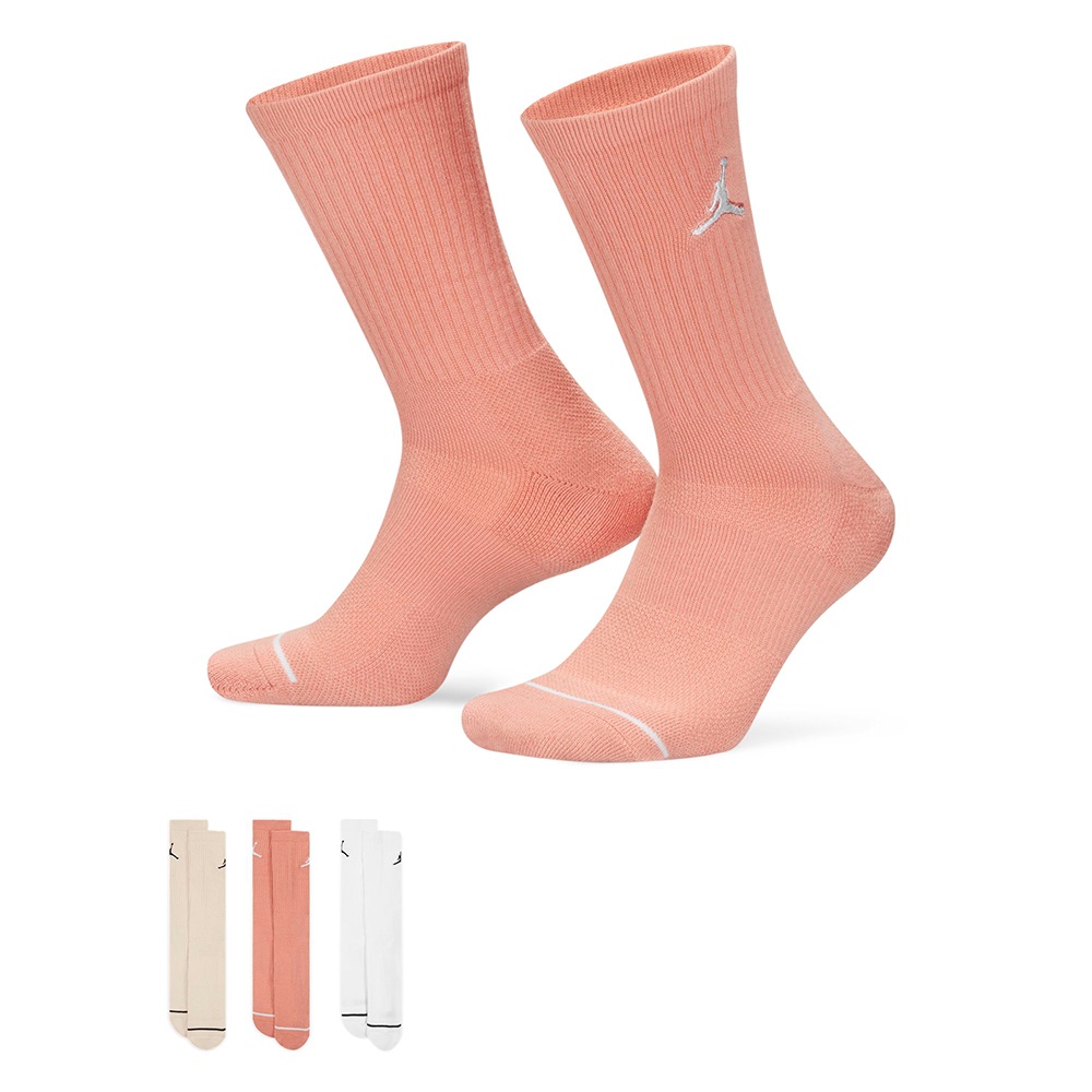 NIKE 耐吉 襪子 運動襪 中筒襪 喬丹 jordan 3雙1組 粉 白色 米 SX5545-918 EVERYDAY