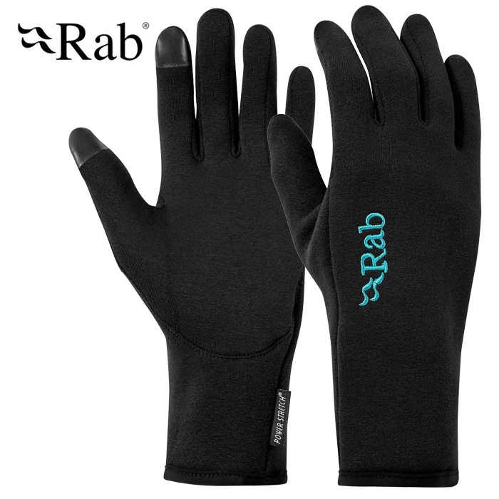 【Rab 英國】Power Stretch Contact Glove 保暖刷毛觸控手套 女 黑 (QAH-56)