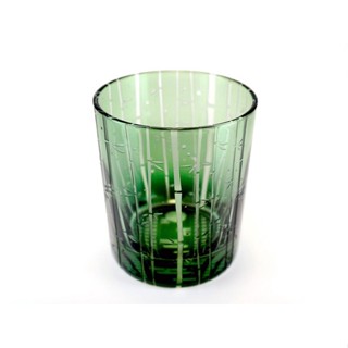 日本代購 手工製 竹林&螢光 翡翠色玻璃杯