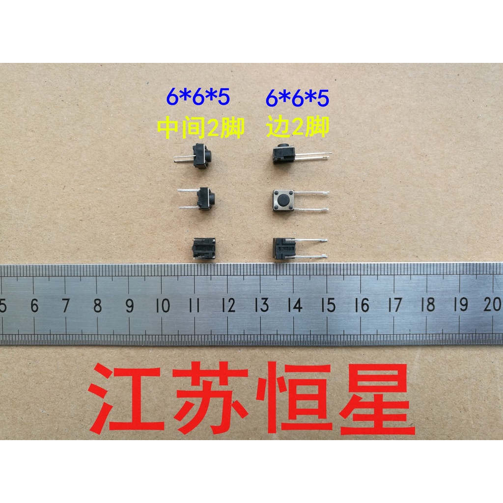 ✨熱銷 中間兩腳 兩腳側插立式 輕觸開關 按鍵開關 6*6*5高 銅腳常用按鍵