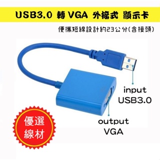 PC-15 全新 USB3.0 外接顯卡 USB轉VGA 外接式 顯示卡 USB短線型 支援WIN10 需安裝驅動