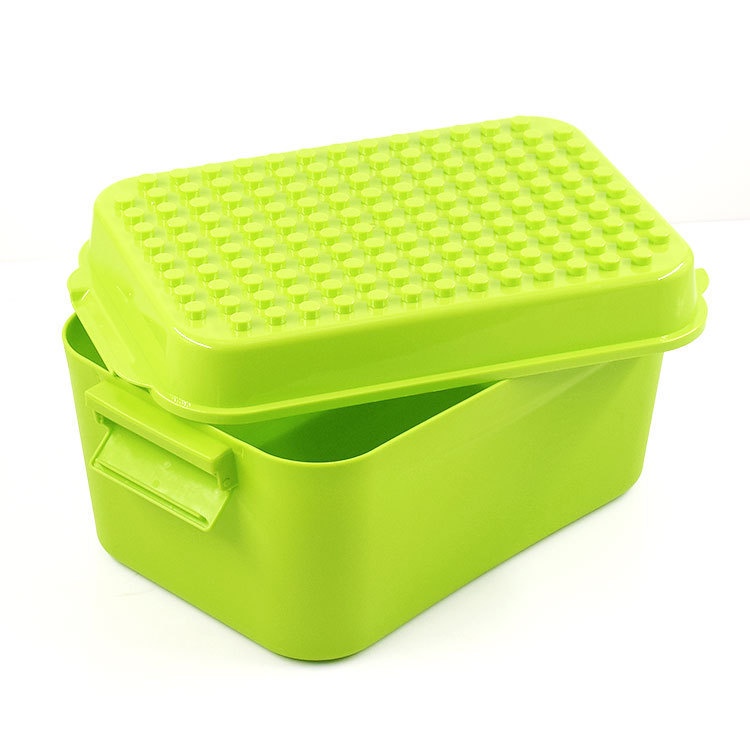 (第三方積木)潘洛斯綠色積木收納桶 B款 底板桶蓋 加厚塑膠盒 兼容樂高大顆粒積木