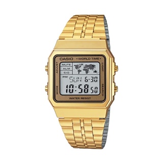 【CASIO 卡西歐】復古潮流全球地圖方形數位腕錶-灰面金/A500WGA-9/台灣總代理公司貨享一年保固