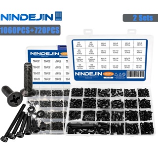 Nindejin 2 套 720 件筆記本電腦螺絲套件和 1060 件內六角頭內六角螺絲套件碳鋼