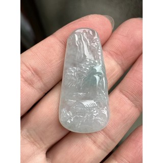 天然翡翠A貨 緬甸玉 飄綠花 冰糯種 招財山水 意境山水 富貴山水 掛件 免運 琪臻珠寶 Qi-Zhen Jewelry