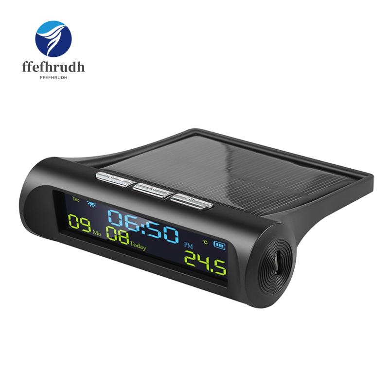 車載太陽能數字時鐘,帶 LCD 時間日期車載溫度顯示,用於戶外個人汽車零件裝飾
