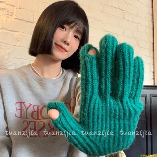 桃園倉出貨！手套女冬季毛線可愛針織韓版手套分指露指觸屏防寒原宿風時尚手套