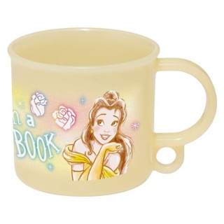 【現貨】小禮堂 迪士尼 美女與野獸 貝兒 單耳塑膠杯 200ml Ag+ (黃玫瑰款)