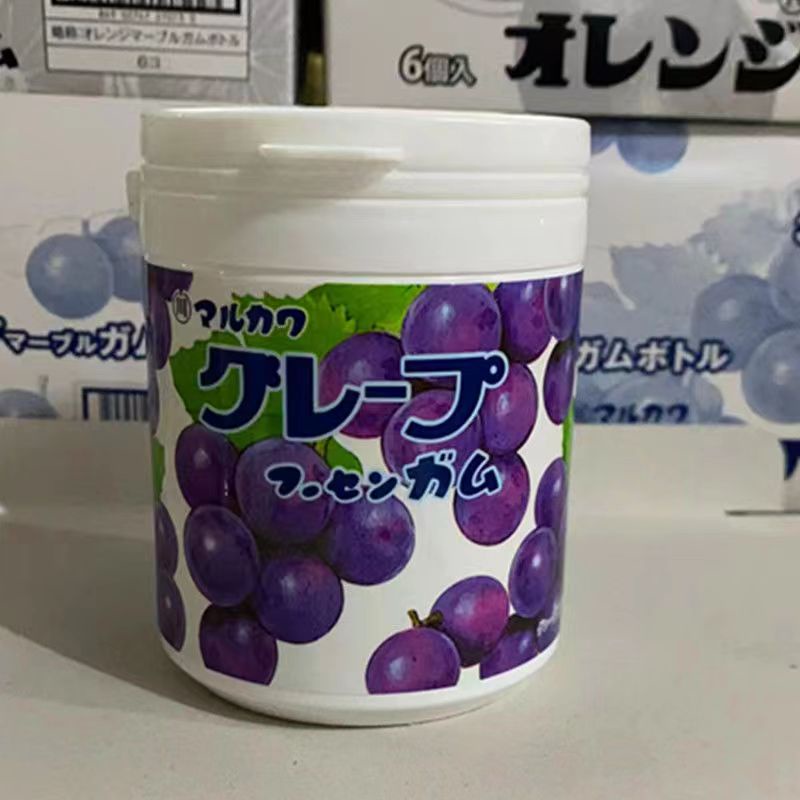 優質好貨日本本土丸川口香糖罐裝清新泡泡糖橘子味草莓味葡萄味圓粒130g優質好貨