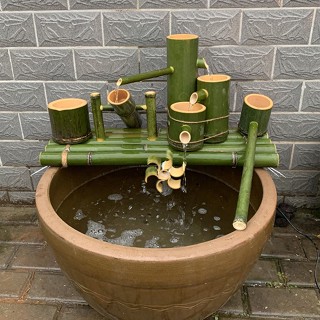 魚缸擺件竹子流水器養魚水迴圈擺件風水招財噴泉景觀魚缸石槽魚池
