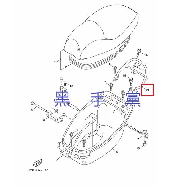 黑手黨 山葉原廠後架 1CF -10 黑色 NEW CUXI QC 100 後架 後把手 後扶手 手把 YAMAHA