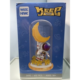 Wise Hank 太空人 機器人 月球人 積木 交換禮物 樂高 收藏 玻璃罩