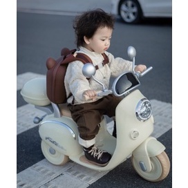 新版復古可愛三輪小摩托兒童電動車玩具適合3-6歲左右可大人操控前後