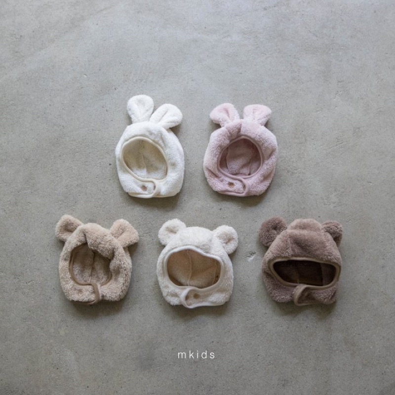 現貨 🌝寶包星人🪐 韓國童裝 Mkids 可愛熊熊毛毛帽 兔兔毛毛帽