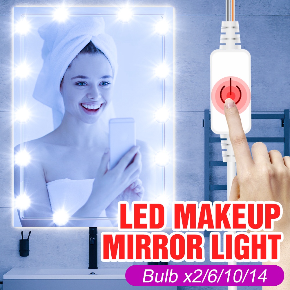 3 種模式顏色LED化妝鏡燈5V化妝檯燈 2 6 10 14 燈泡美容燈照明家用浴室裝飾燈