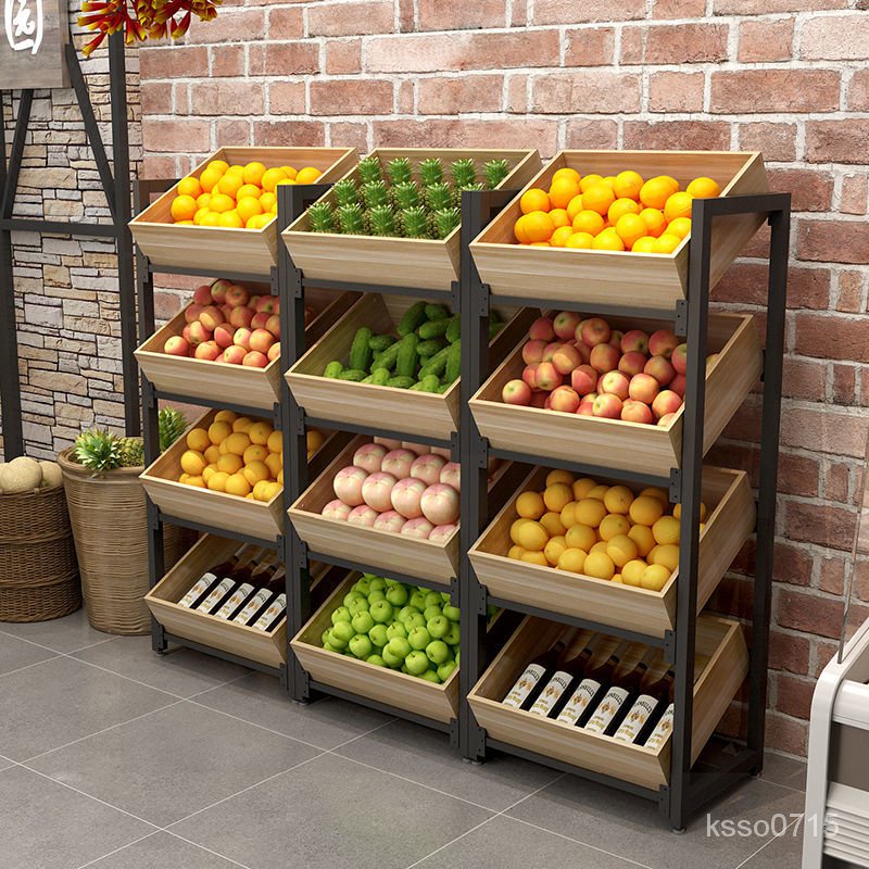 水果架蔬果貨架展示櫃多功能超市貨架儲物架鋼木架廚房生鮮組閤 WYUP