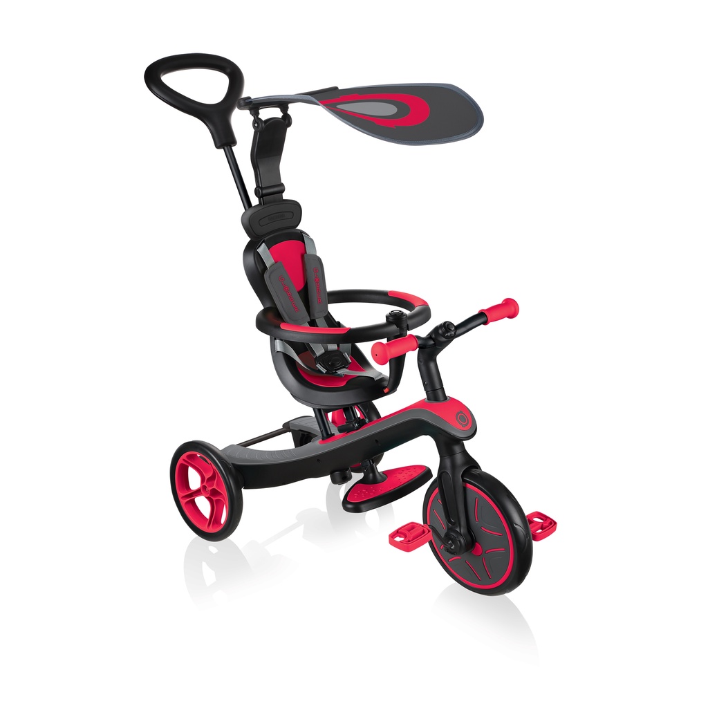 GLOBBER 4合1多功能3輪推車-活力紅 滑步車 兒童三輪車 平衡車 三輪車 學步車