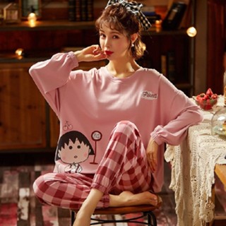 【3隻小豬商店_櫻桃小丸子卡通居家服｜現貨】長袖睡衣 美環 小玉 花輪 舒適 柔軟 純棉 兩件式