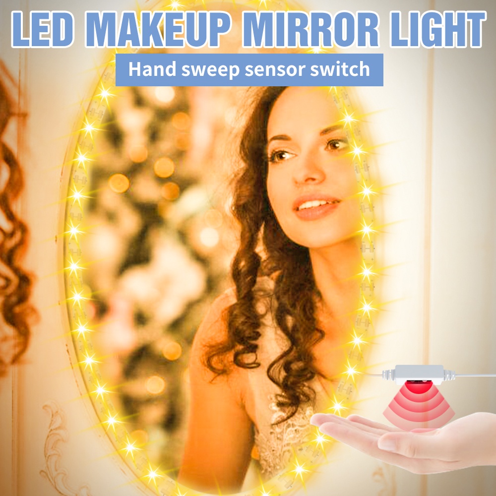 手掃感應梳妝鏡化妝燈5V浴室燈LED梳妝台燈串化妝鏡條家居裝飾