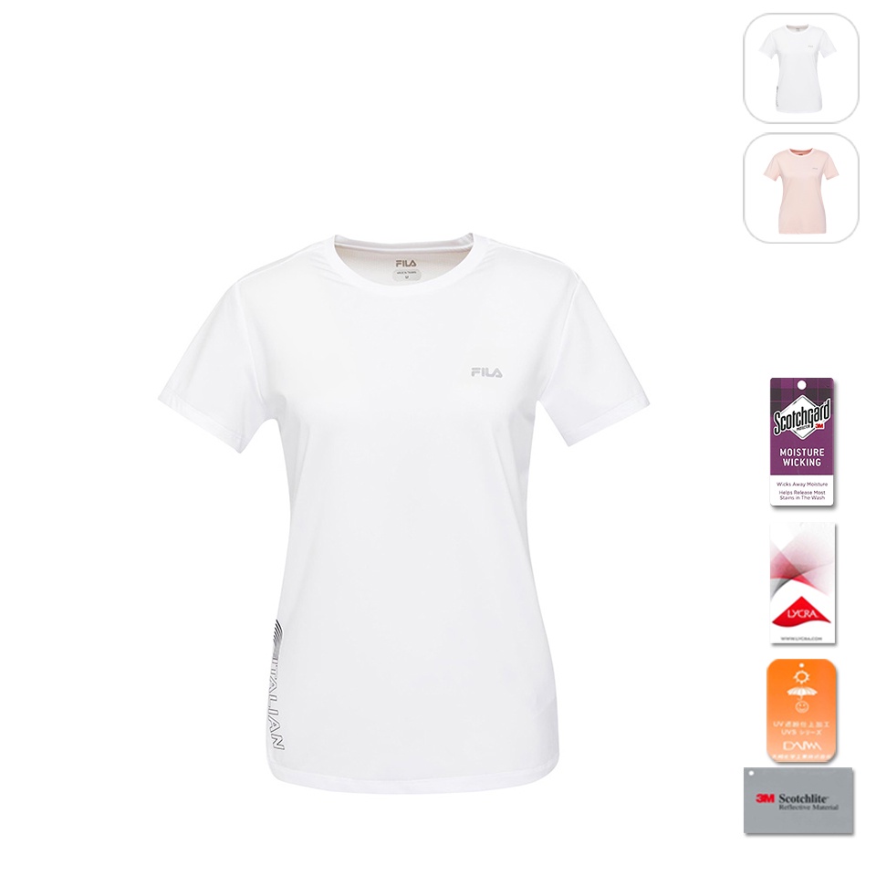 【FILA】女性 吸濕排汗抗UV短袖T恤-白色 5TEW-1316-WT