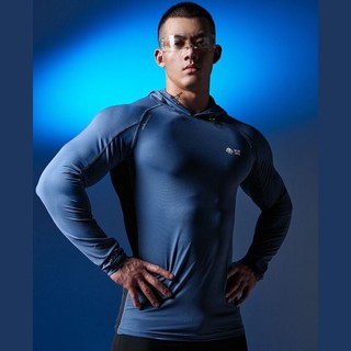 <ONE&FIT>最後出清 MOEA SPORT - 緊身連帽上衣-灰藍色