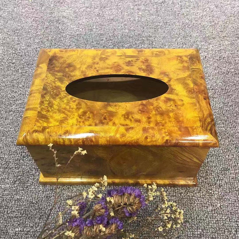 【招來好運水晶】黃金樟木抽紙盒桌面實木質紙巾盒緬甸金絲楠木餐巾盒收納盒