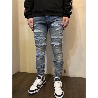 Limit精品✔️AMIRI 經典 MX1 系列 藍色破壞 彈性 窄管 牛仔褲