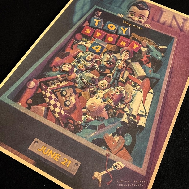 任選自己搭配買5張送2張《LAZYDAY VINTAGE SHOP》玩具總動員胡迪巴斯光年復古懷舊電影動畫海報裝飾牛皮紙