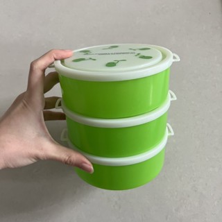 全新🌈小綠豆盒 三個一組 可堆疊式綠色冰箱密封盒保鮮盒便當盒 有提把