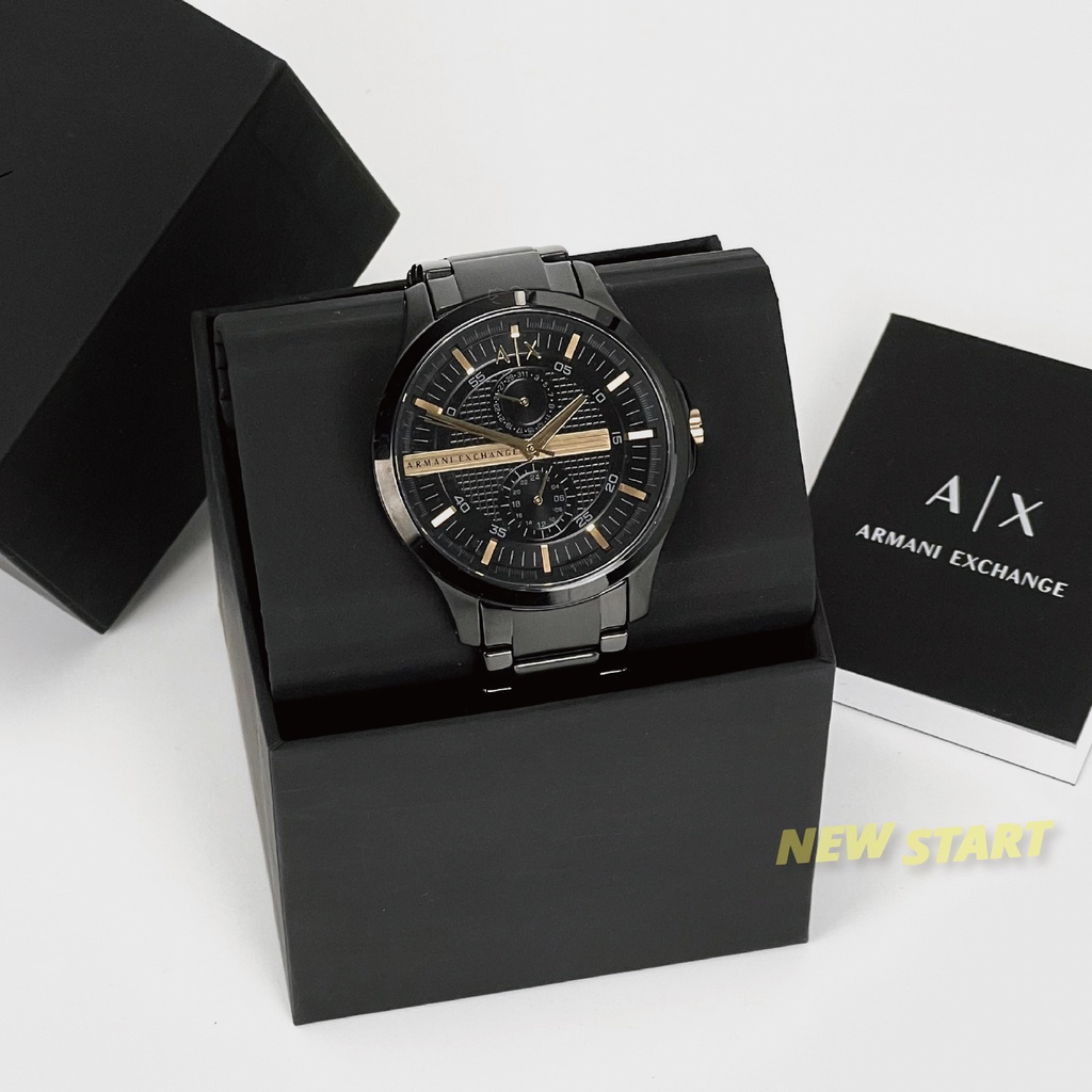 【New START精品服飾-員林】 Armani Exchange AX2121 46MM 黑金配色 鋼錶帶 男錶