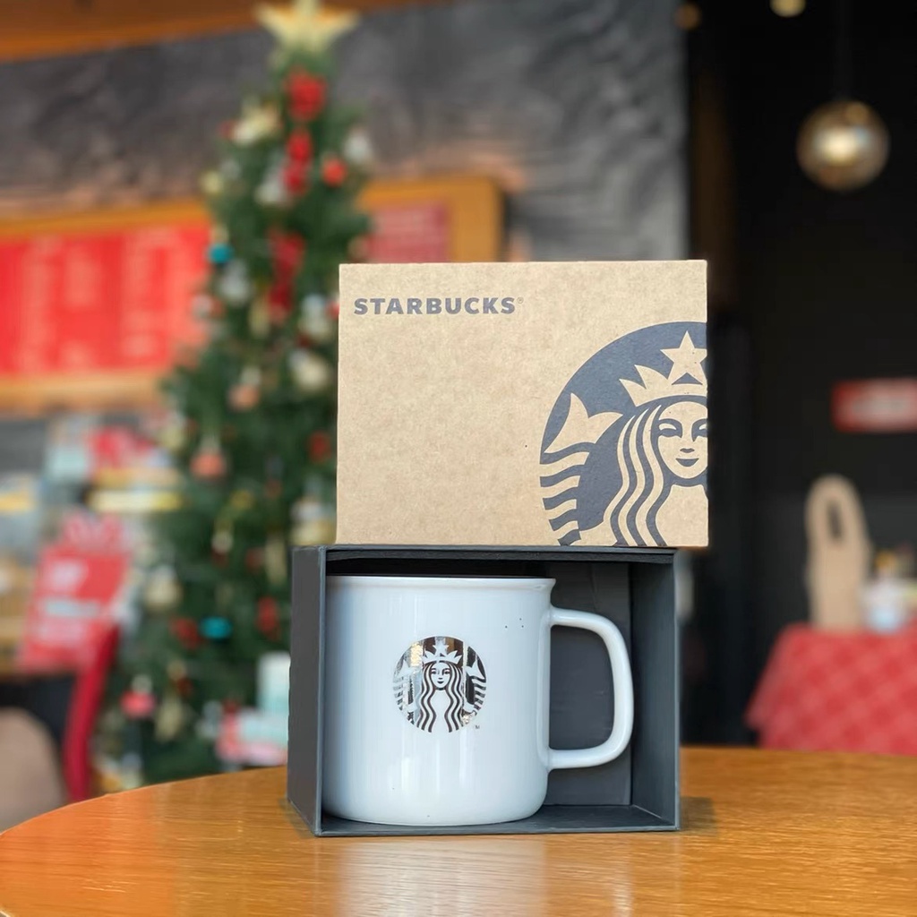 Starbucks官方正品！星巴克杯子經典女神燙金白色陶瓷手柄馬克杯果汁珍奶茶奶昔茶水咖啡杯414ml