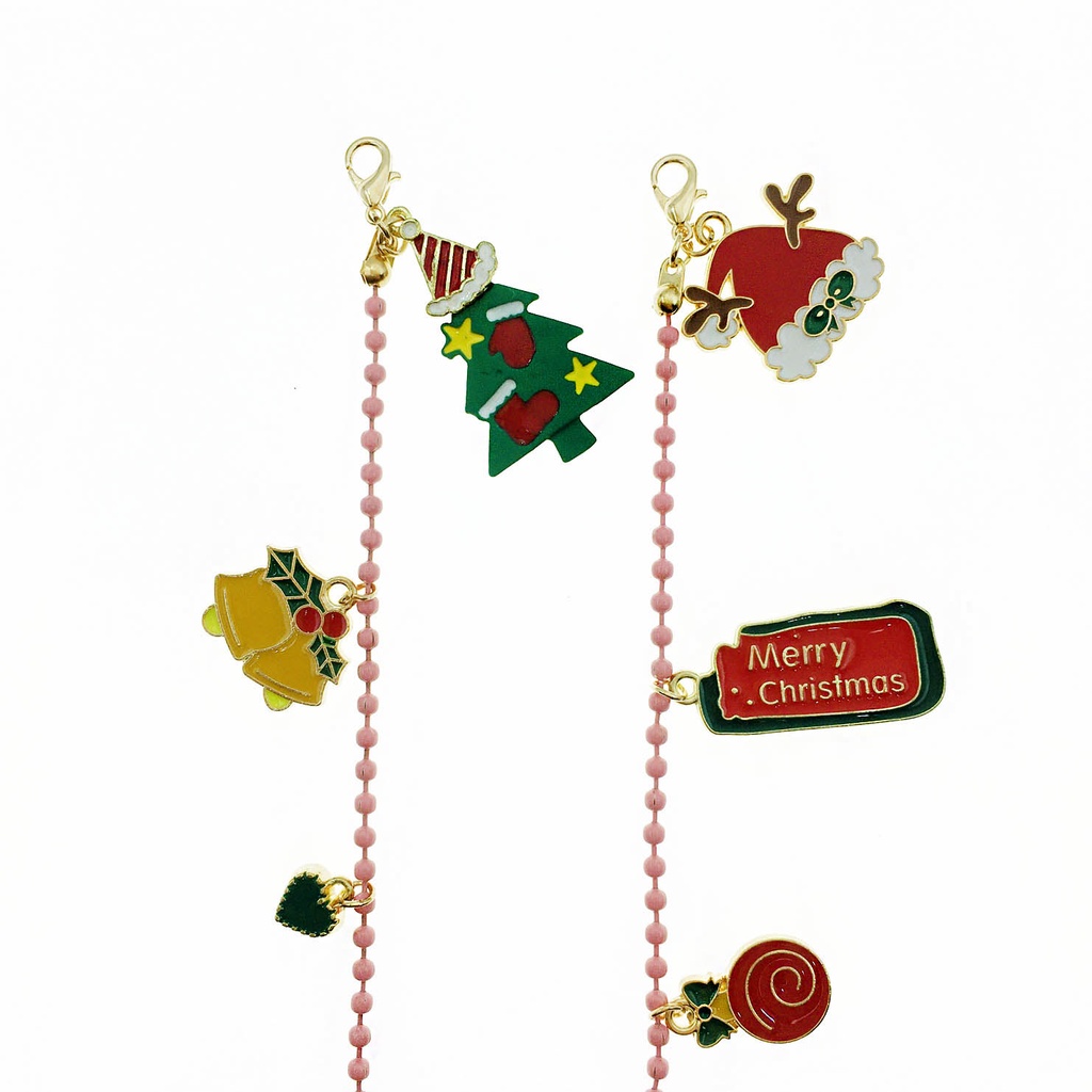 韓國 聖誕節 聖誕樹 鈴鐺 棒棒糖 聖誕帽 愛心 粉鍊 口罩鍊