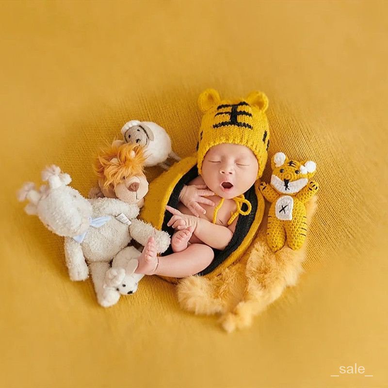 🔥台灣🔥嬰兒攝影套裝 虎年新生兒拍照主題兒童攝影服裝影樓滿月嬰兒卡通造型衣 IXAR