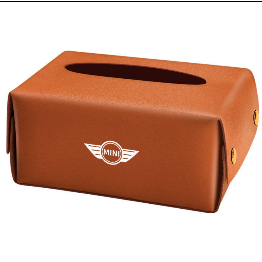 MINI COOPER LOGO車內紙巾盒座椅後掛式皮革材質抽紙盒遮陽板雜物收納盒