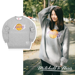 Mitchell & Ness 長袖 NBA 男款 灰 Lakers 洛杉磯湖人 大學T 內刷毛 衛衣 M&N【ACS】