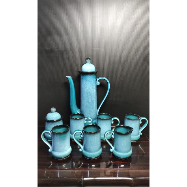 日本精品-琺瑯釉茶具8件組（高級品/彩釉/瓷器/陶器/茶具