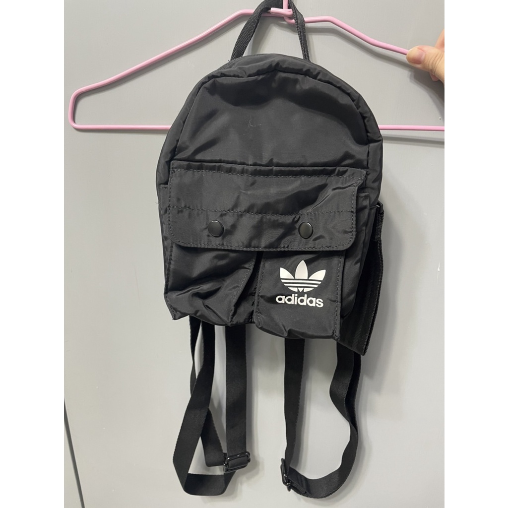 ADIDAS BACKPACK XS 三葉草 兩用 迷你 側背包 小包 後背包 小後背包  黑 女