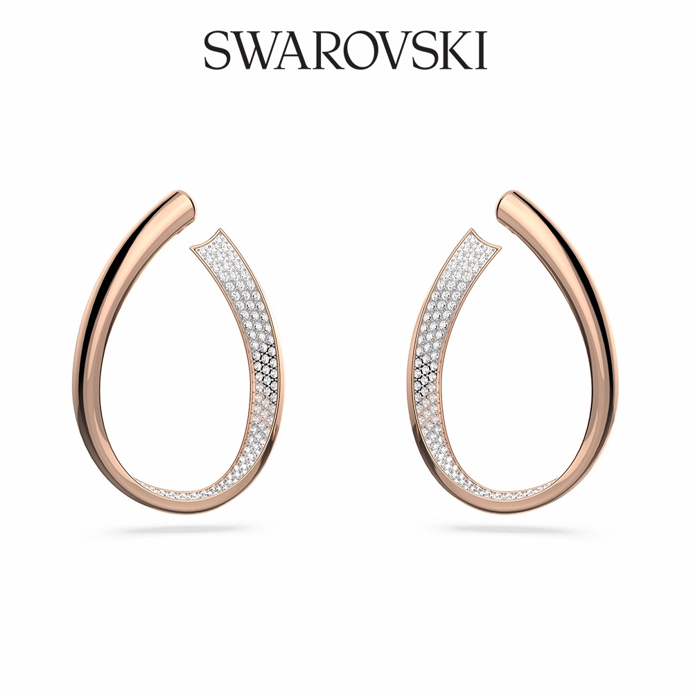 SWAROVSKI 施華洛世奇 Exist 大圈耳環, 白色, 鍍玫瑰金色調