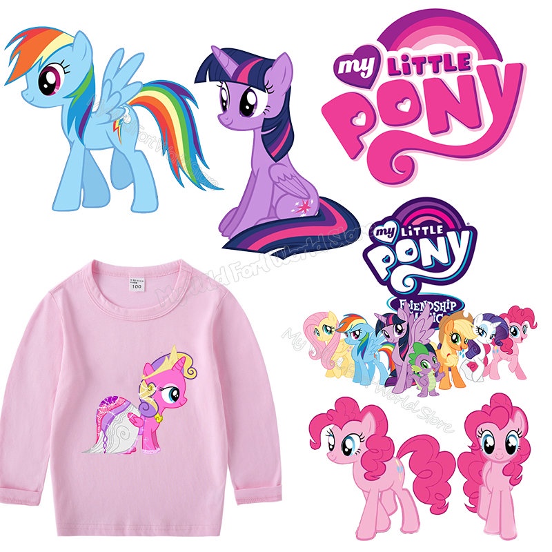 My Little Pony 熨燙轉印口罩服裝貼片兒童衣服 DIY 服裝夾克連帽衫熱轉印貼花貼紙禮物