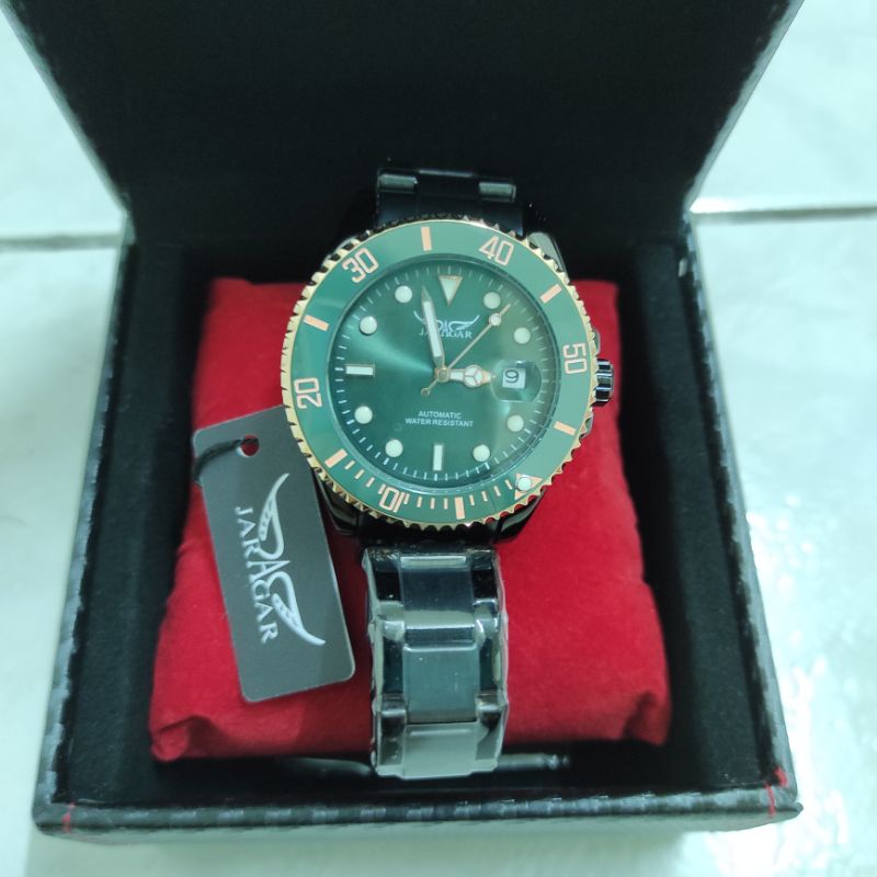 機械Jaragar 綠水鬼 黑鋼錶帶 正品手錶