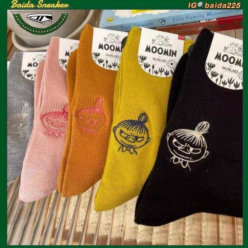 姆明moomin亞美含羊絨毛刺繡襪子可愛卡通保暖中筒襪日系簡約男女襪