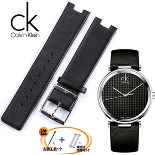 適用CK錶帶K1S21102/K1S21120男女真皮超薄凹口20mm牛皮手錶帶