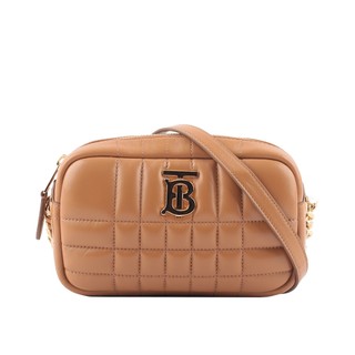 BURBERRY Lola 縫線小羊皮迷你相機包(楓葉棕) 8060837 B1475