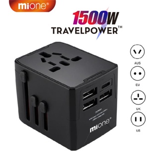 Mione 1500W 智能旅行充電器適配器快速充電插頭插座轉換器通用國際適配器充電器 C 型帶 USB 端口 5.6A