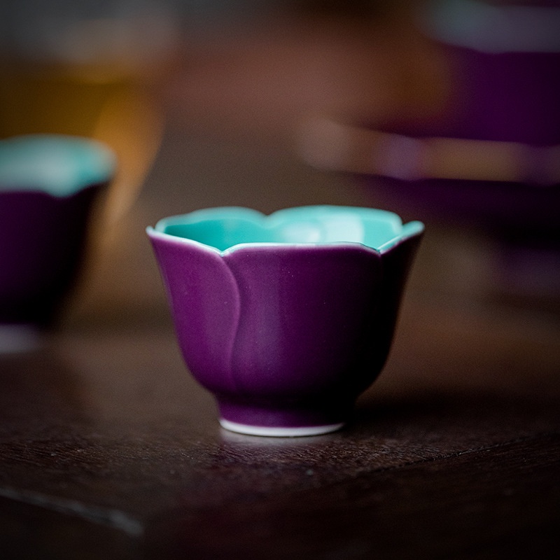 桔梗紫品茗杯【化雲】單個家用陶瓷功夫茶杯喝茶主人杯單杯中式茶具小茶杯