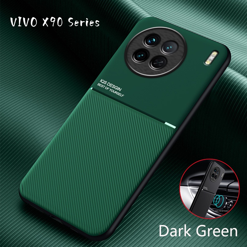 Vivo X90 Pro Plus 皮革質感手機殼 VIVOX90 X90Pro X90Pro+ 後殼磁性車載支架防震蓋