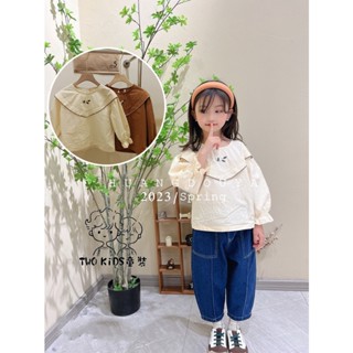 出清TWO KiDS 童裝 230029 -現貨韓系復古森系小花刺繡長袖娃娃衫上衣 女童上衣 長袖 女童兒童 兒童上衣