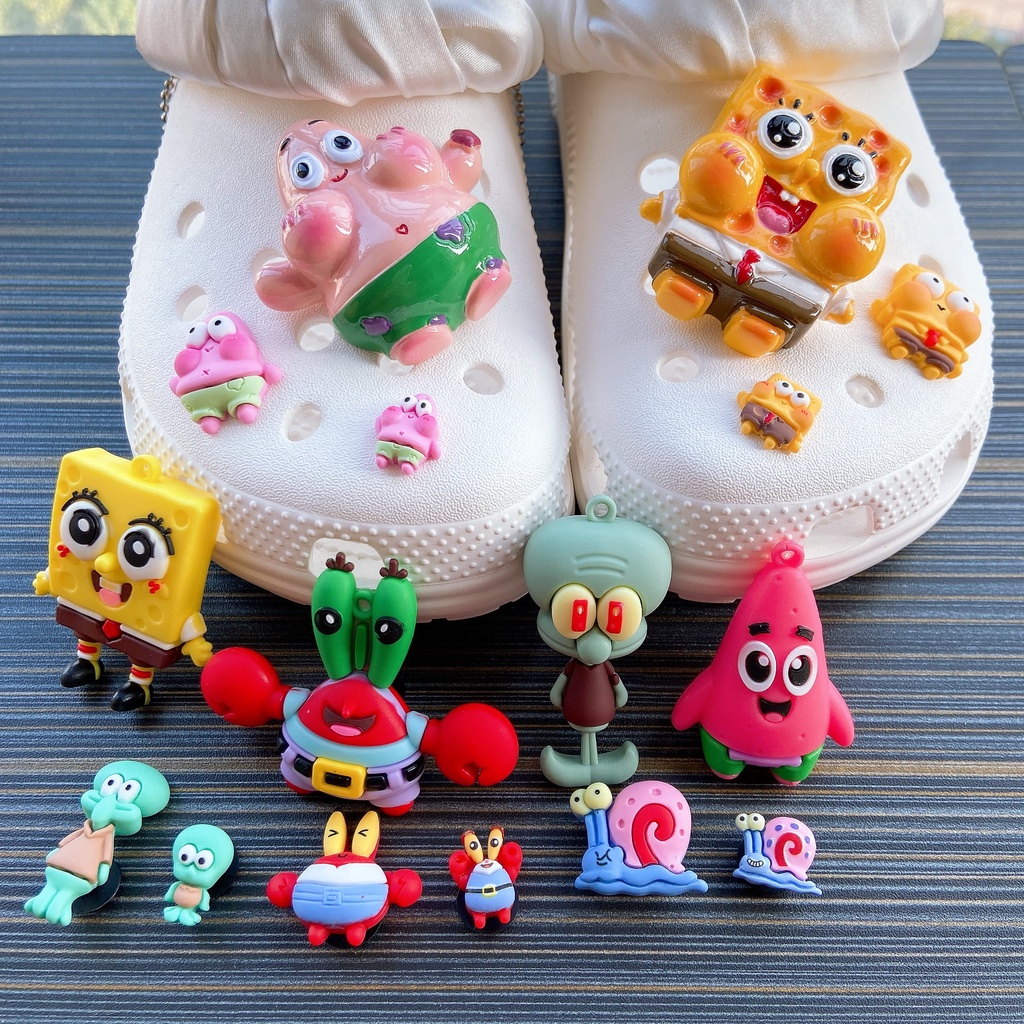 【海綿寶寶の洞洞鞋鞋花】鞋扣DIY Spongebob SquarePants Cros Jibitz 魅力涼鞋配件鞋飾