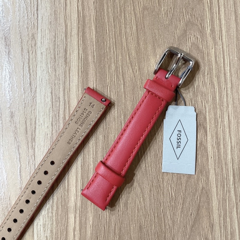 FOSSIL 原廠 手錶錶帶 14mm 紅色 銀扣 (14mm通用)