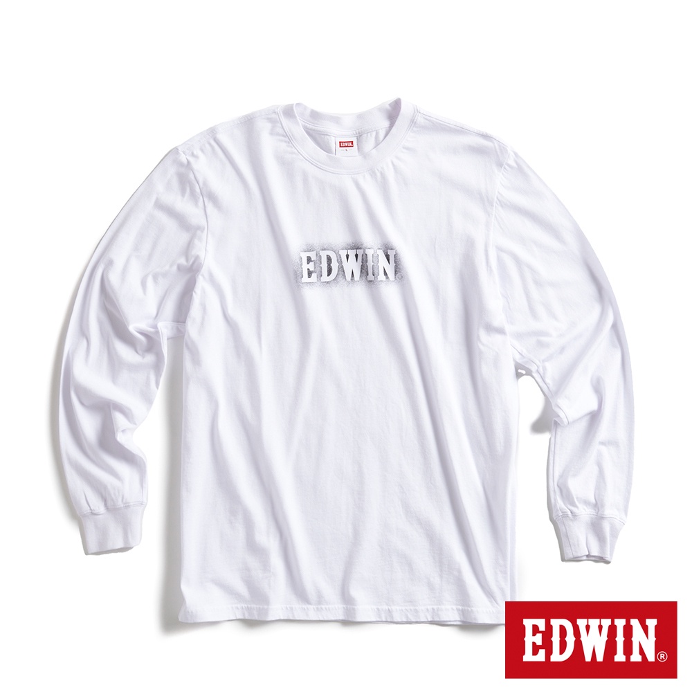 EDWIN 網路獨家 雜訊LOGO長袖T恤(白色)-男款